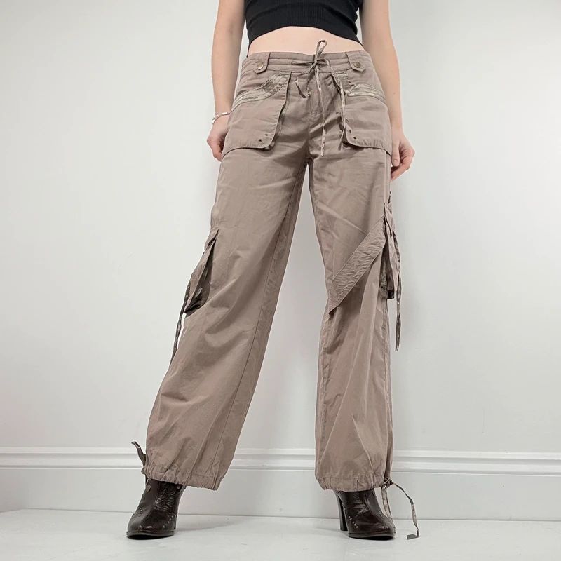 brown low rise tech trousers