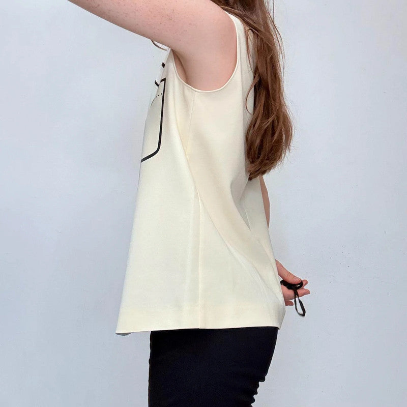 cream Moschino Bow printed twee vest