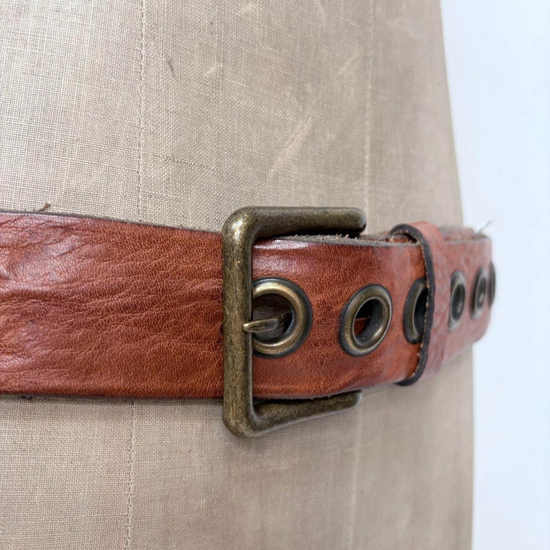 Brown chunky eyelet belt