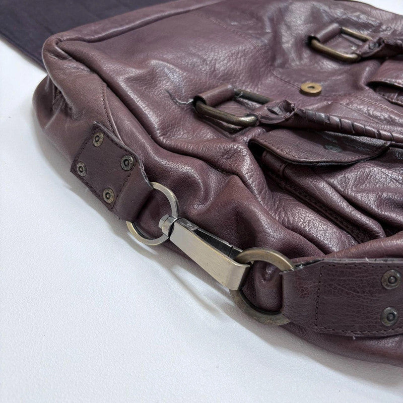 chunky oversized brown leather bag