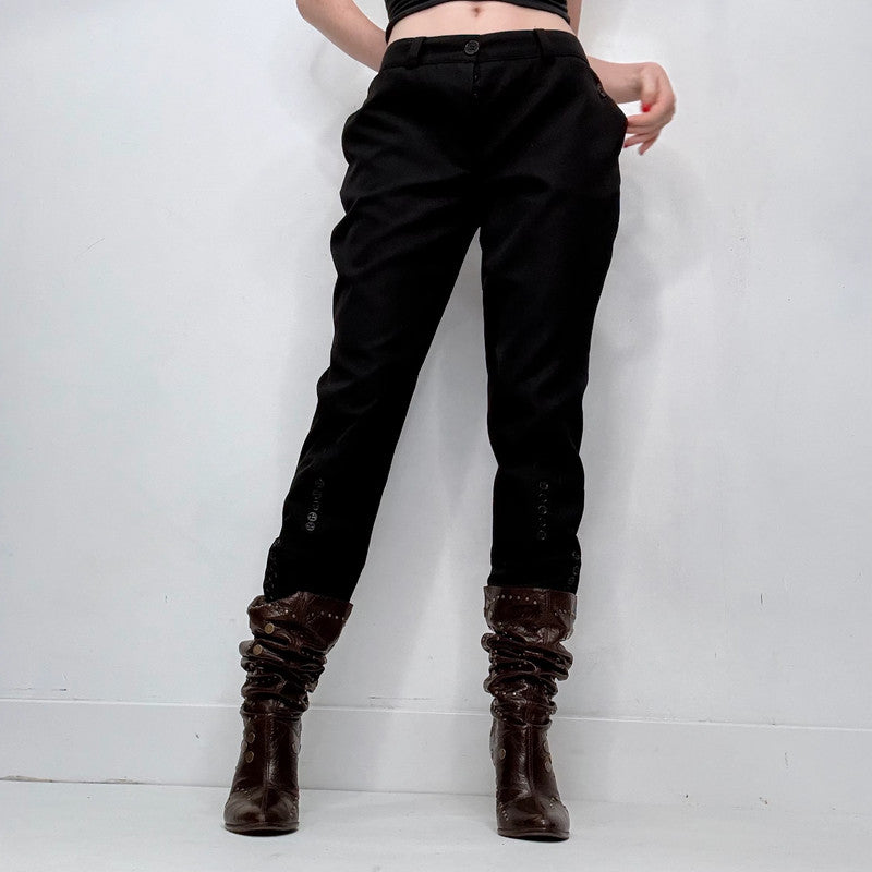 Black gothic regency style button up capri pants