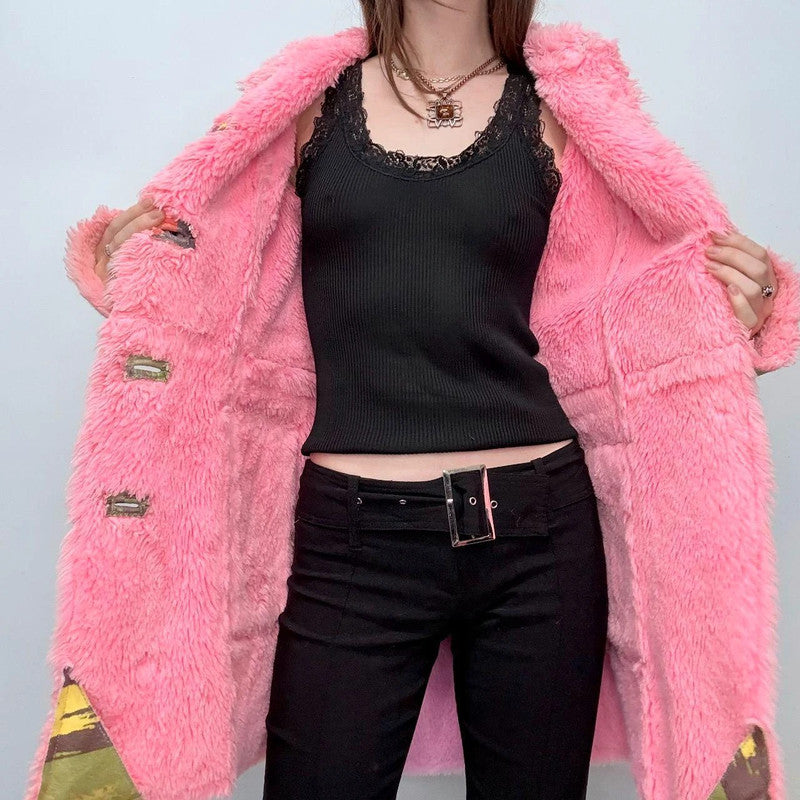 pink graphic Custo Barcelona patchwork  coat