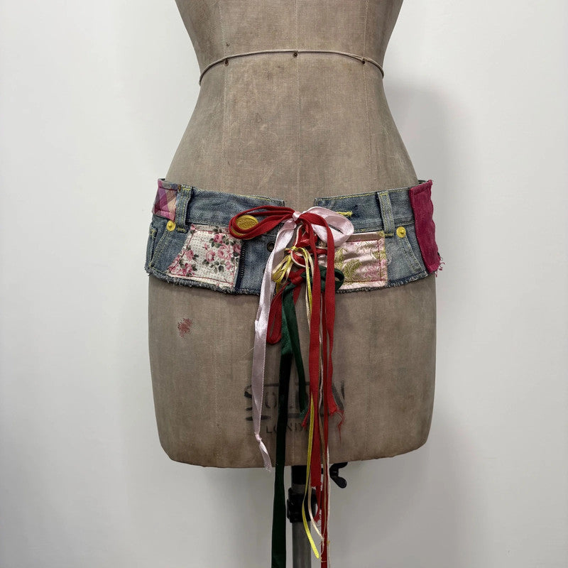 patchwork desigual ribbon corset belt