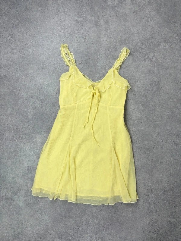 Floaty flutter butter yellow fairy mini dress