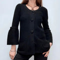 black knitted flared button cardigan
