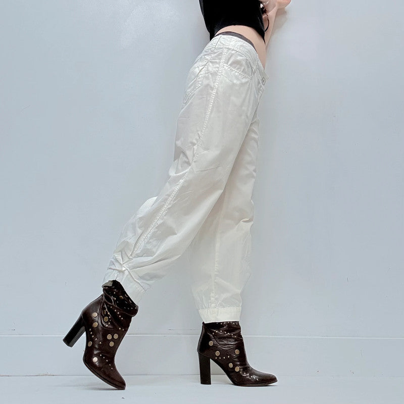 white low rise cop copine trousers