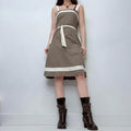 brown fitted preppy french dress