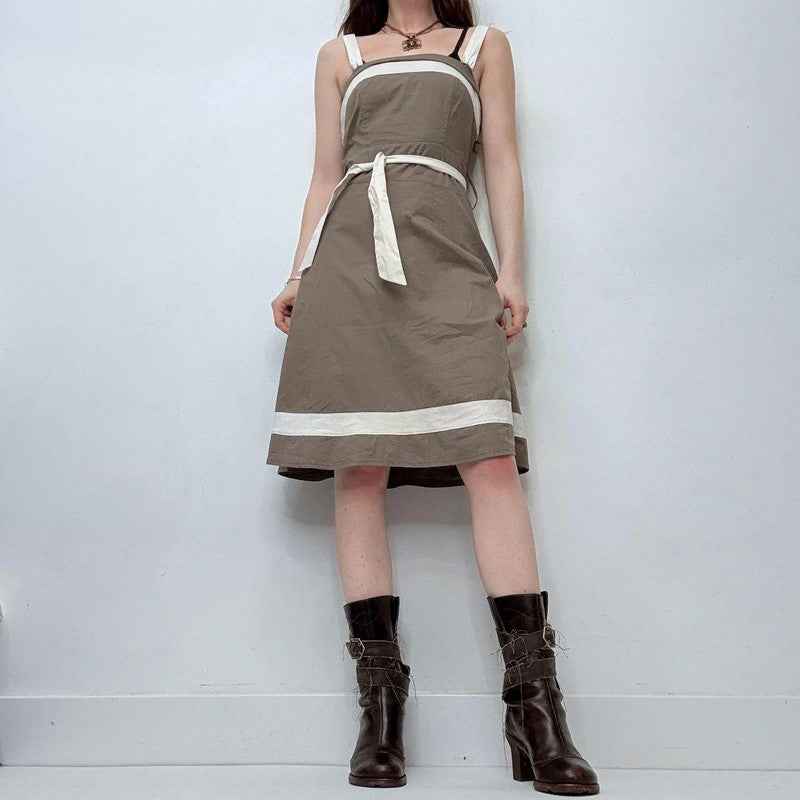 brown fitted preppy french dress