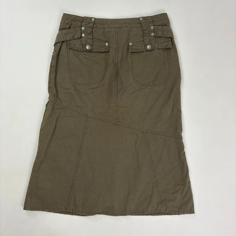 asymmetric khaki green cotton canvas skirt
