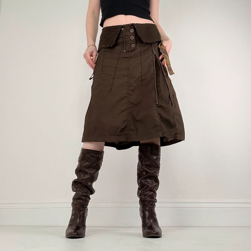 brown stuctured utility skirt