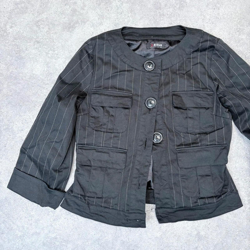pinstripe oversized button peacoat