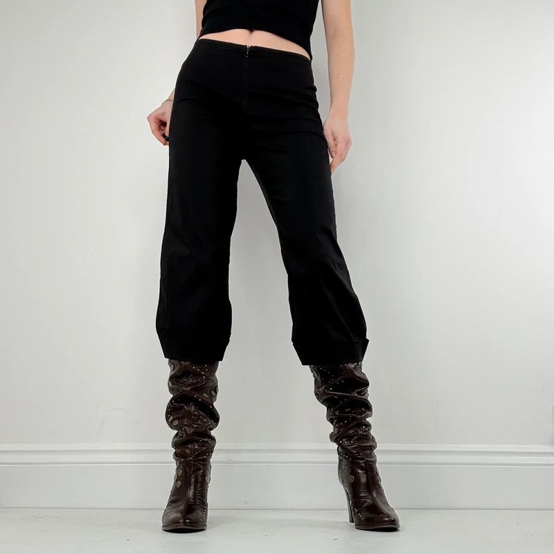 black cotton Cop Copine cropped structured trousers