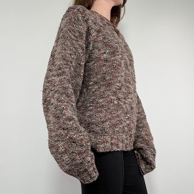 brown chunky knitted oversized jumper