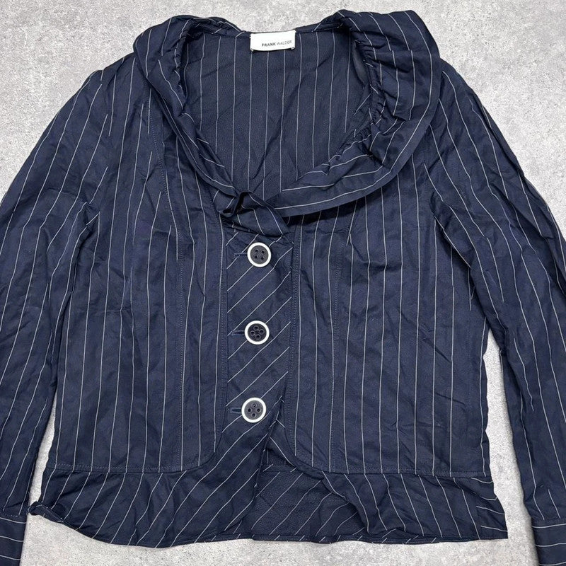pinstripe structured flared shirt jacket