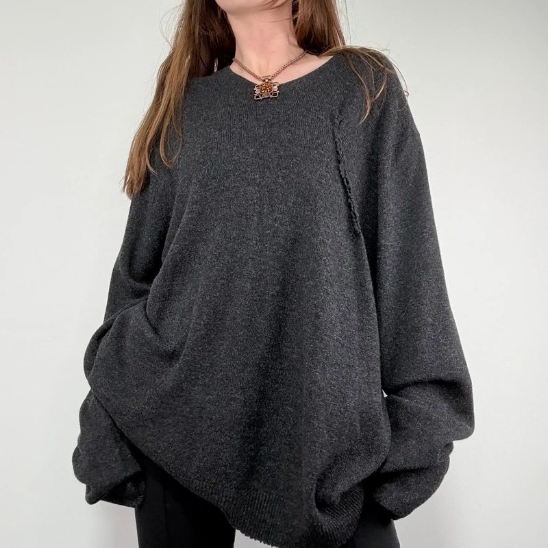 dark grey oversized wool knit