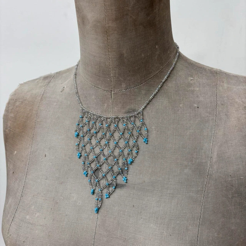 beaded chandiler layered drape necklace