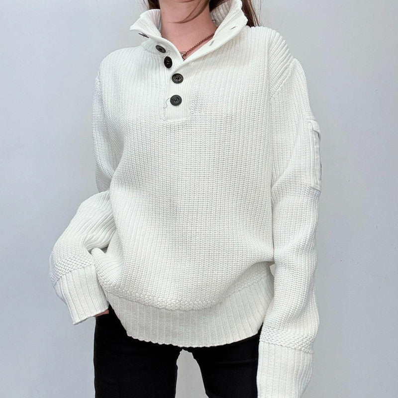 white chunky knitted oversized jumper