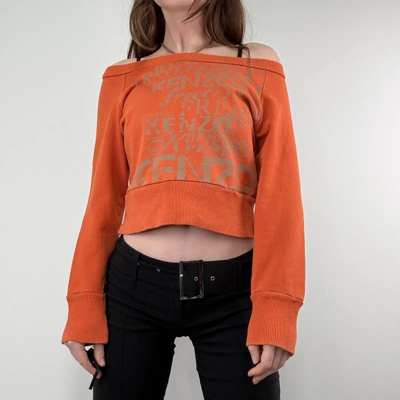 kenzo off the shoulder slouchy cropped sweater
