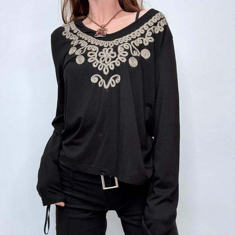 black mohair embroidered t-shirt