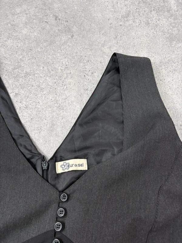 black deconstructed flared midi dress