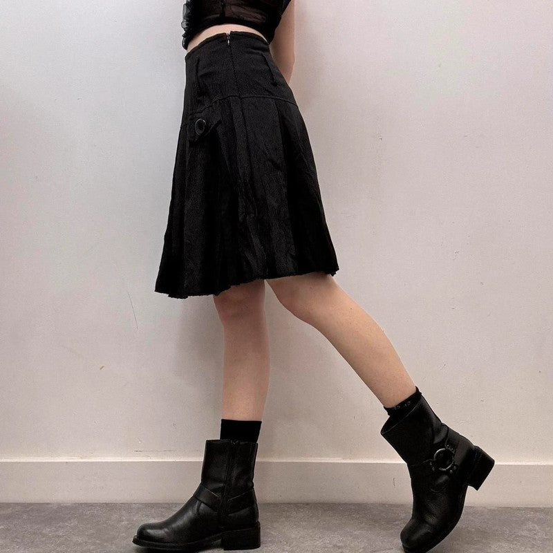 black pinstripe midi skirt