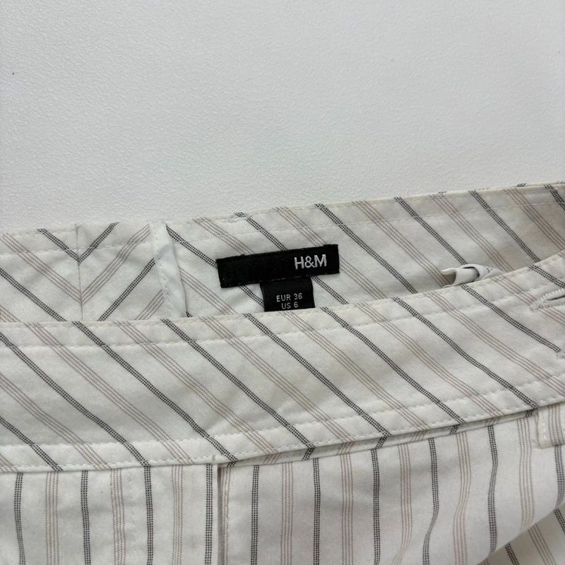 white pinstripe stright leg trousers