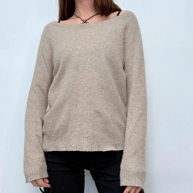 tan cashmere slouchy neck jumper
