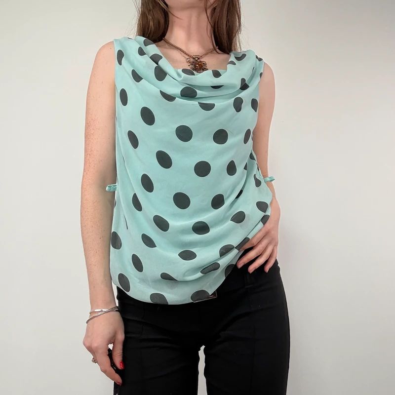 Slouchy Silk Polka Dot Vest