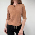 Boat neck Suede Fitted Top
