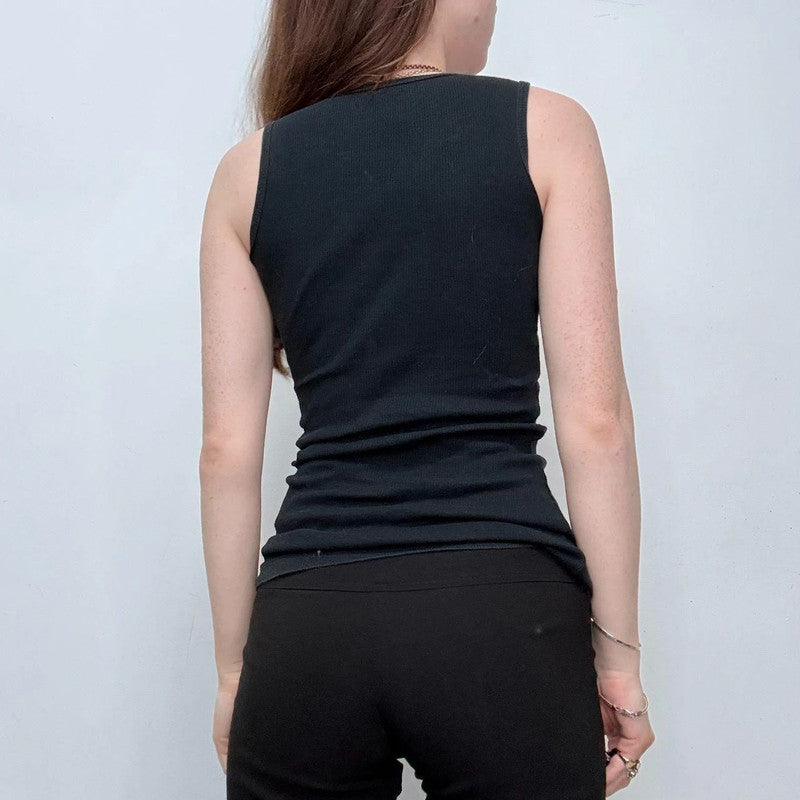 graphic printed ribbed vest