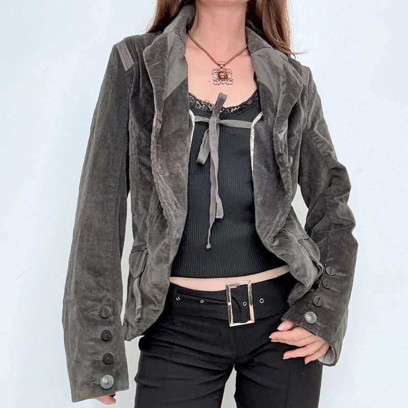 flared asymmetric military jacket