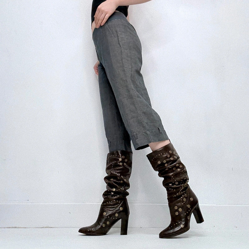 cop copine flared wide leg capri pants