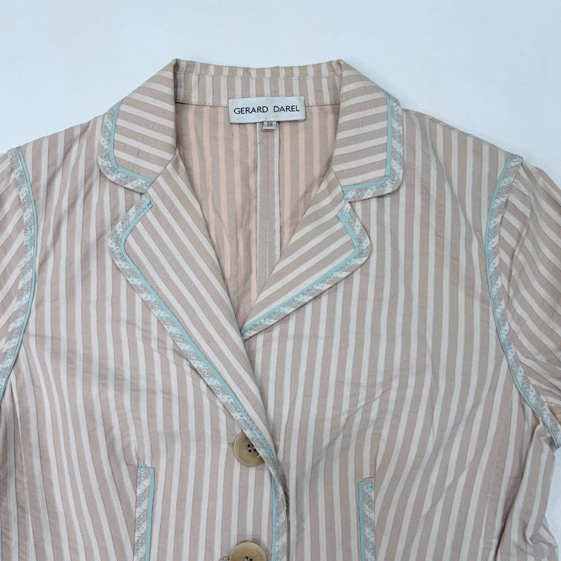 fitted pinstripe flared jacket