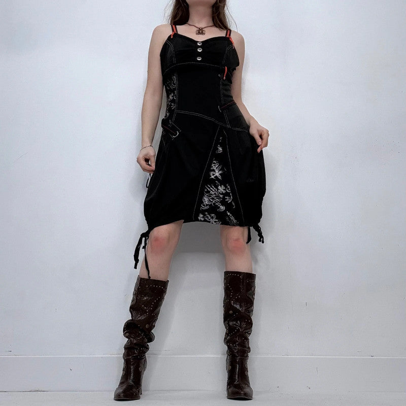 black grunge gothic mini dress