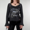 black long sleeve slouchy graphic t-shirt