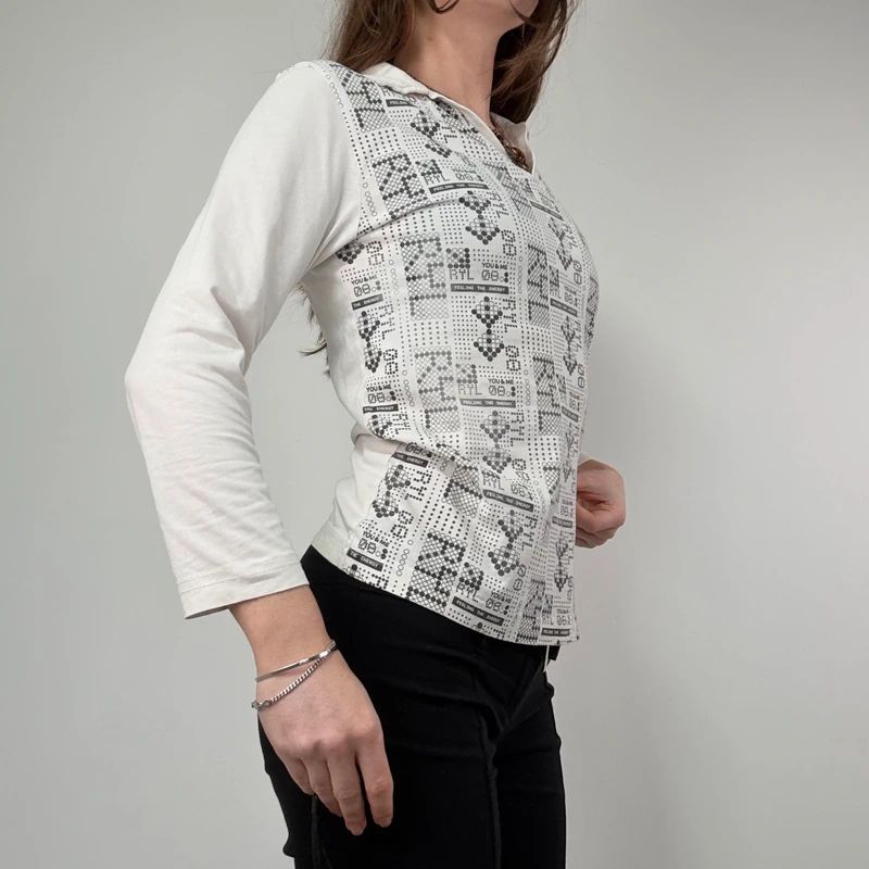 White Graphic printed Polo Shirt