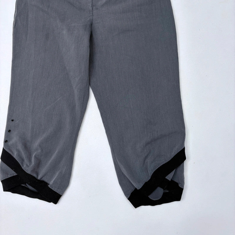 grey low rise asymmetric capri pants