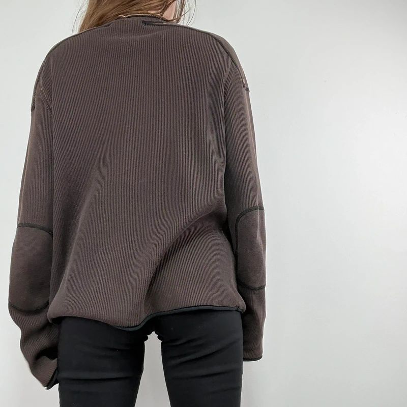 chunky knit brown ribbed jumper