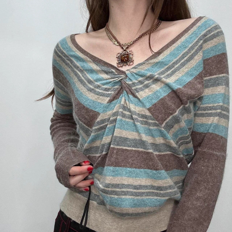 slouchy striped wool jumper