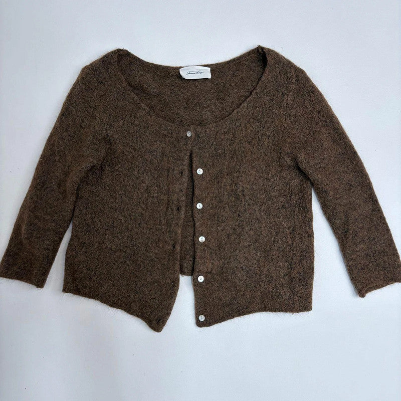wide neck slouch brown cardigan