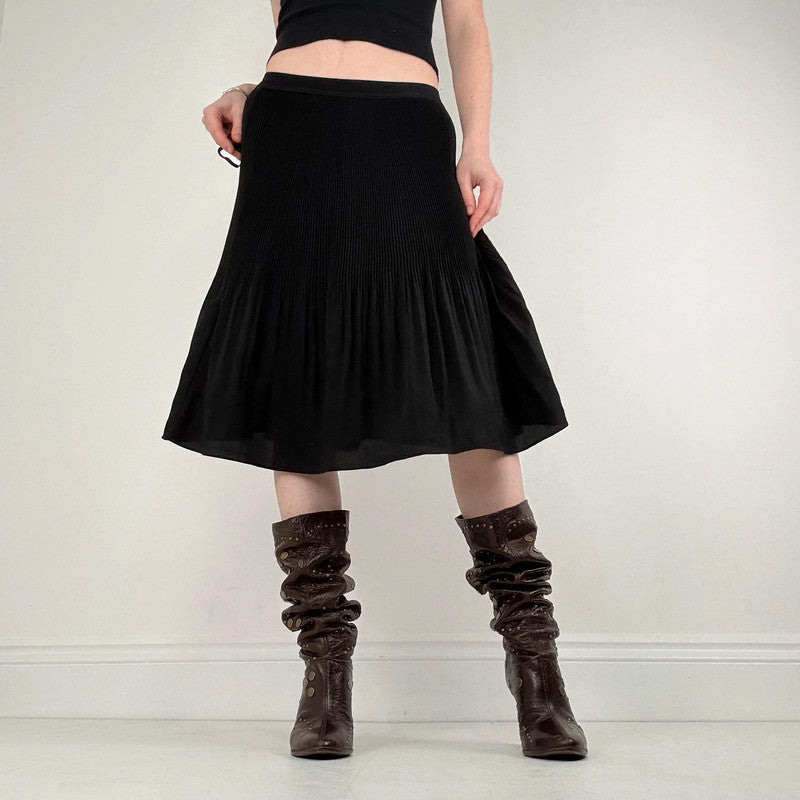black pleated crinkle allsaints skirt