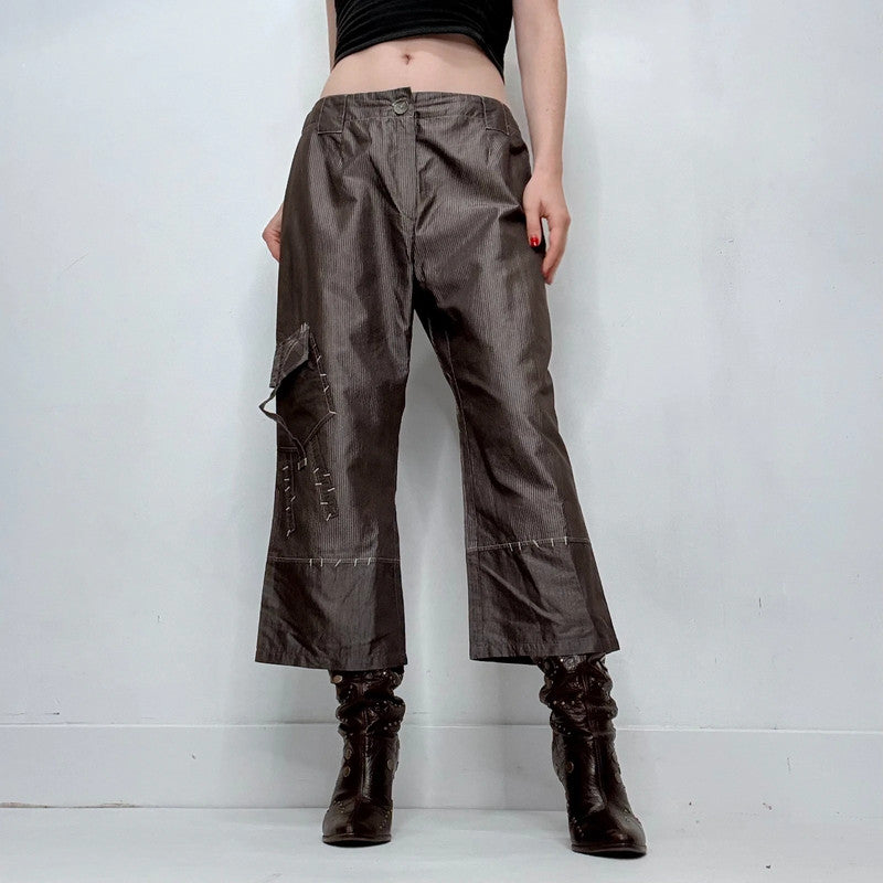 pinstripe brown low rise trousers