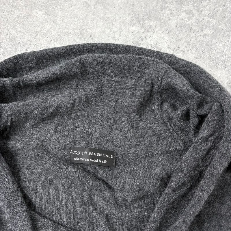 grey slouchy knit off-the-shoulder jumper, wool and silk blend