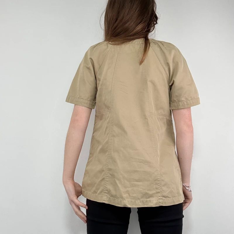tan Sandro cotton canvas chore shirt