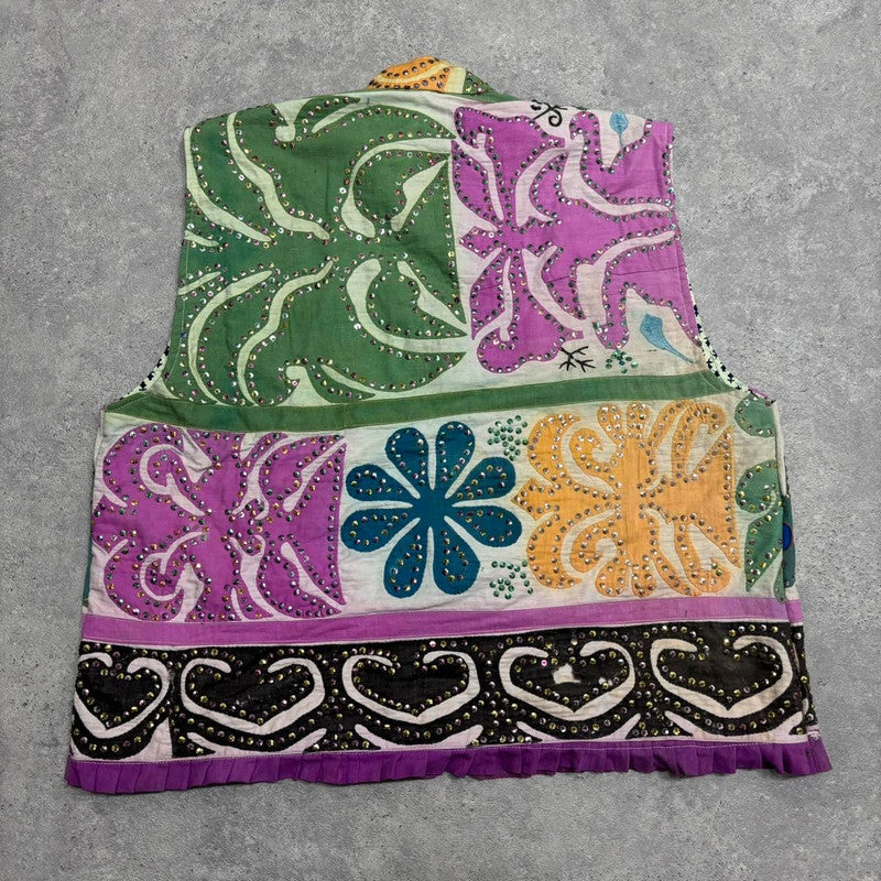 patterned paisley quilted waistcoat