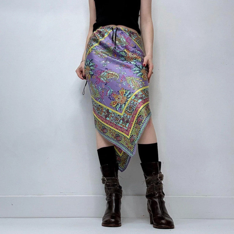 handkerchief paisley midi skirt