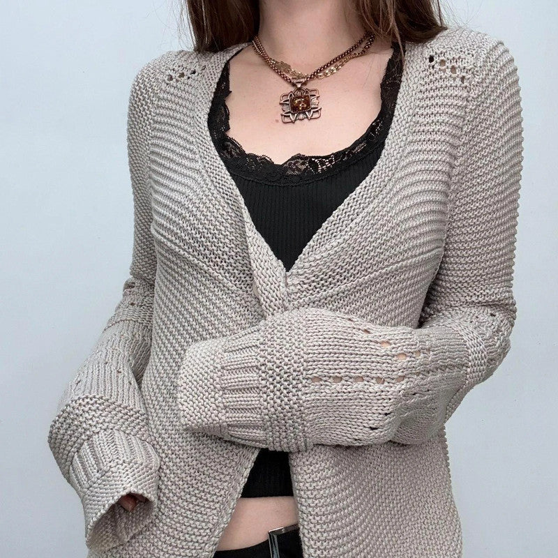 slouchy grey minimalist cardigan