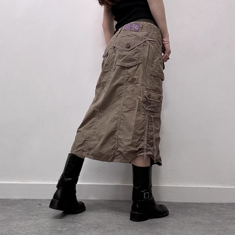 cargo khaki puff skirt