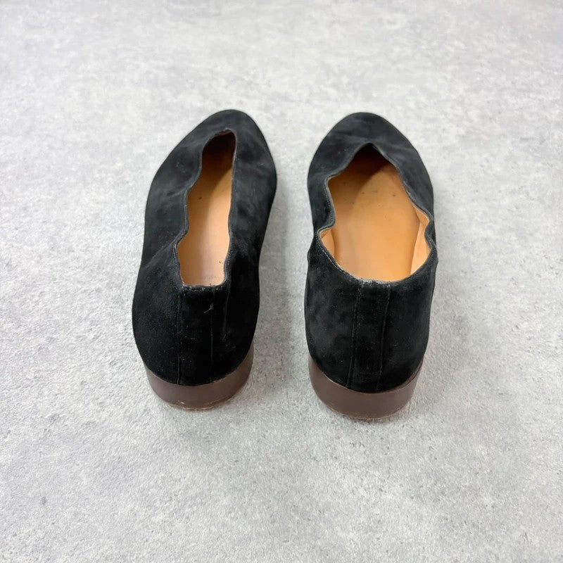 Sezane black leather suede ballet flats