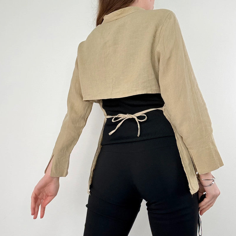 backless cut out linen shirt
